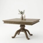 Aldercrest | Solid Wood Square Dining Table with Curved Cabriole Pedestal in Natural Oak-Tone Finish – Wooden Slice - Image 2