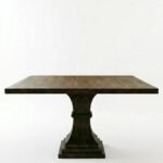 Bastion | Solid Wood Square Dining Table with Sculptural Tapered Pedestal in Dark Brown Finish – Wooden Slice - Image 2