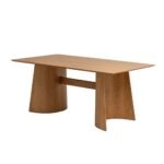 Sorell | Solid Wood 6 Seater Dining Table with Sculptural Curved Panel Legs in Natural Finish – Wooden Slice - Image 2