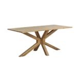 Crosshaven | Solid Acacia Wood 6 Seater Dining Table with X-Shaped Trestle Base in Natural Finish – Wooden Slice - Image 2