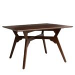 Alderwick | Solid Wood Dining Table with Angular Trestle Legs in Walnut Brown Finish – Wooden Slice - Image 2