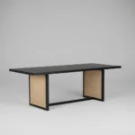 Wovenridge | Solid Mango Wood 6 Seater Dining Table with Natural Cane Panel Legs in Black Stained Finish – Wooden Slice - Image 4