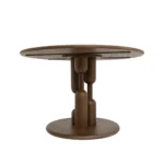 Column & Curve | Solid Wood Round Dining Table with Sculptural Pillar Base in Dark Brown Finish – Wooden Slice - Image 4