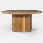 Oakmere | Solid Wood Round Dining Table with Cylindrical Pedestal Base in Natural Finish – Wooden Slice - Image 2
