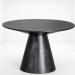 Conetra | Solid Mango Wood Round Dining Table with Sculptural Conical Pedestal Base in Black Stained Finish – Wooden Slice - Image 2