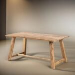 Haven A-Frame | Solid Mango Wood 6 Seater Dining Table with Angled Trestle Legs in Natural Finish – Wooden Slice - Image 2