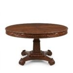 Carvoria | Solid Sheesham Wood Round Dining Table with Hand-Carved Floral Detailing and Ornate Pedestal Base in Natural Brown Finish – Wooden Slice - Image 2