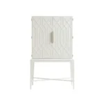 Elarvique | Solid Wood Bar Cabinet with Geometric Raised Panels and Sleek Legs in White Finish – Wooden Slice - Image 2