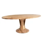Solstice Grove | Solid Acacia Wood Oval Dining Table with Sculptural Pedestal Base in Natural Finish – Wooden Slice - Image 3