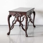 Scrollhaven | Rosewood Rectangular Dining Table with Ornate Floral Carvings and Cabriole Legs in Natural Gold Finish – Wooden Slice - Image 2