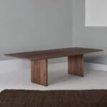 Thalvyn | Solid Wood Rectangular Dining Table with Rounded Corners and Fluted Panel Legs in Natural Brown Finish – Wooden Slice - Image 2