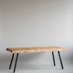 Kavroth | Solid Wood 6 Seater Rectangular Dining Table with Black Angled Metal Legs in Natural Finish – Wooden Slice - Image 2