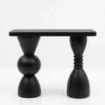 Zorvian | Solid Wood Console Table with Sculptural Geometric Legs in Black Finish – Wooden Slice - Image 4