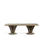 Elysian Solid Mango Wood Pedestal 6 Seater Dining Table in Burnt Oak Finish – Wooden Slice - Image 2