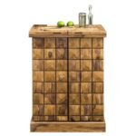 Zorvane | Solid Sheesham Wood Bar Cabinet with Geometric Panel Doors and Glass Holder in Natural Finish – Wooden Slice - Image 2