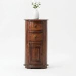 Brumelle | Solid Sheesham Wood Bar Cabinet with Curved Edges, Two Drawers and Lower Door in Provincial Teak Finish – Wooden Slice - Image 2