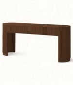 Calvesso | Solid Wood Console Table with Fluted Detailing & Rounded Edges in Brown Finish – Wooden Slice - Image 3