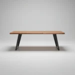 Ironstride | Solid Wood 6 Seater Dining Table with Angled Black Metal Legs in Natural Finish – Wooden Slice - Image 3