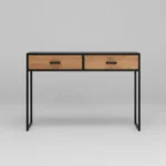 Zevano | Recycled Wood Console Table with 2 Drawers & Black Iron Frame in Natural Finish – Wooden Slice - Image 4