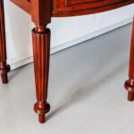 Kingsford | Teakwood Study Table with 4 Drawers, Bow Front Design & Turned Legs in Honey Finish – Wooden Slice - Image 7