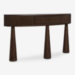 Ribmont | Solid Wood Console Table with Fluted Curved Front, Single Drawer & Three Sculptural Tapered Legs in Walnut Finish – Wooden Slice - Image 2