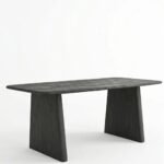 Slatepier | Solid Mango Wood 6 Seater Dining Table with Rounded Rectangular Top and Sculptural Panel Legs in Bleach Grey Finish – Wooden Slice - Image 2