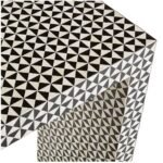 Triaxelle | Handcrafted Hardwood Bone Inlay Console Table with Black & Ivory Geometric Triangle Pattern and Waterfall Design – Wooden Slice - Image 5