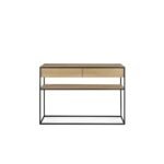 Auremont | Solid Oak Wood Console Table with 2 Drawers, Open Shelf & Metal Frame in Natural Finish – Wooden Slice - Image 4