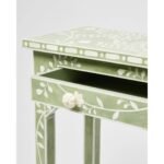 Sylvara | Acrylic Inlay Console Table with Botanical Vine Design in Sage Green Finish – Wooden Slice - Image 5