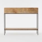 Axelmont | Solid Mango Wood Console Table with Two Drawers, Slim Iron Frame & Open Lower Shelf in Natural Wood and Black Finish – Wooden Slice - Image 3