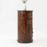 Brumelle | Solid Sheesham Wood Bar Cabinet with Curved Edges, Two Drawers and Lower Door in Provincial Teak Finish – Wooden Slice - Image 3