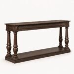Vardhiston | Solid Sheesham Wood Console Table with Traditional Turned Pillar Legs; Open Lower Shelf in Dark Walnut Finish – Wooden Slice - Image 2