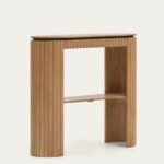 Virello | Solid Oak Wood Console Table with Fluted Curved Legs & Open Shelf in Natural Finish – Wooden Slice - Image 3
