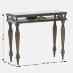 Elaris | Solid Sheesham Wood Console Table with Carved Legs & Glass Top in Grey Finish – Wooden Slice - Image 4