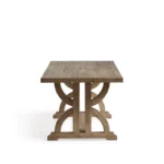 Vespera Solid Mango Wood Double Arch Trestle 6 Seater Dining Table in Natural Finish – Wooden Slice - Image 3