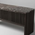 Oryndel | Solid Oak Wood & Emperador Marble Console Table with 2 Drawers in Black Finish – Wooden Slice - Image 5