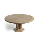 Dovren Round Solid Wood Dining Table | 55-Inch Burnt Oak Finish Statement Table – Wooden Slice - Image 3
