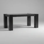 Noirframe | Solid Wood 6 Seater Dining Table with Bold Block Legs in Matte Black Finish – Wooden Slice - Image 3