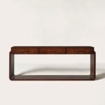 Duncrest | Solid Wood Console Table with 3 Drawers, Rounded Frame & Open Lower Shelf in Walnut Brown Finish – Wooden Slice - Image 2