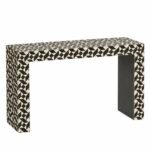 Tessavique | Handcrafted Hardwood Bone Inlay Console Table with 3D Geometric Mosaic Pattern, Sculptural Tapered Legs in Black & Cream Finish – Wooden Slice - Image 3