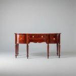 Kingsford | Teakwood Study Table with 4 Drawers, Bow Front Design & Turned Legs in Honey Finish – Wooden Slice - Image 2