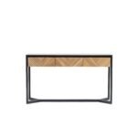 Kestrelon | Teak Wood Console Table with Chevron Pattern Drawers & Black Metal Frame in Natural Teak Finish – Wooden Slice - Image 2