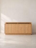 Torvessa | Solid Wood Console Table with Geometric Grooved Front & Raised Top in Natural Finish – Wooden Slice - Image 2