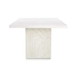 Chalkridge | Solid Mango Wood 6 Seater Dining Table with Chevron Panel Legs in Whitewashed Finish – Wooden Slice - Image 3