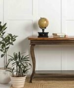 Aldevra | Solid Sheesham Wood Console Table with Sculptural Curved Legs & Open Lower Shelf in Warm Chestnut and Two-Tone Natural Finish – Wooden Slice - Image 2