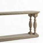 Varenzo | Solid Sheesham Wood Console Table with Turned Pillar Legs in Rustic Brown Finish – Wooden Slice - Image 3