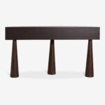 Ribmont | Solid Wood Console Table with Fluted Curved Front, Single Drawer & Three Sculptural Tapered Legs in Walnut Finish – Wooden Slice - Image 10