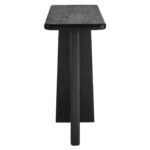 Obeltrix | Solid Mango Wood Console Table with Angular Sculptural Panel Legs, Central Support & Rounded Edges in Charcoal Black Finish – Wooden Slice - Image 3