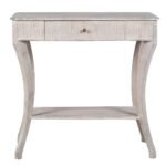 Ivoryelle | Solid Wood Console Table with Fluted Drawer Front, Gracefully Curved Legs & Open Lower Shelf in Distressed Whitewash Finish – Wooden Slice - Image 2