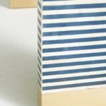 Azulith | Handcrafted Hardwood Bone Inlay Console Table with Navy Blue & Ivory Stripes, Curved Waterfall Design and Gold Accents – Wooden Slice - Image 4